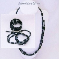 Змейка (Бусы - Браслет) Гематит намагниченный + Хрусталь Чёрная